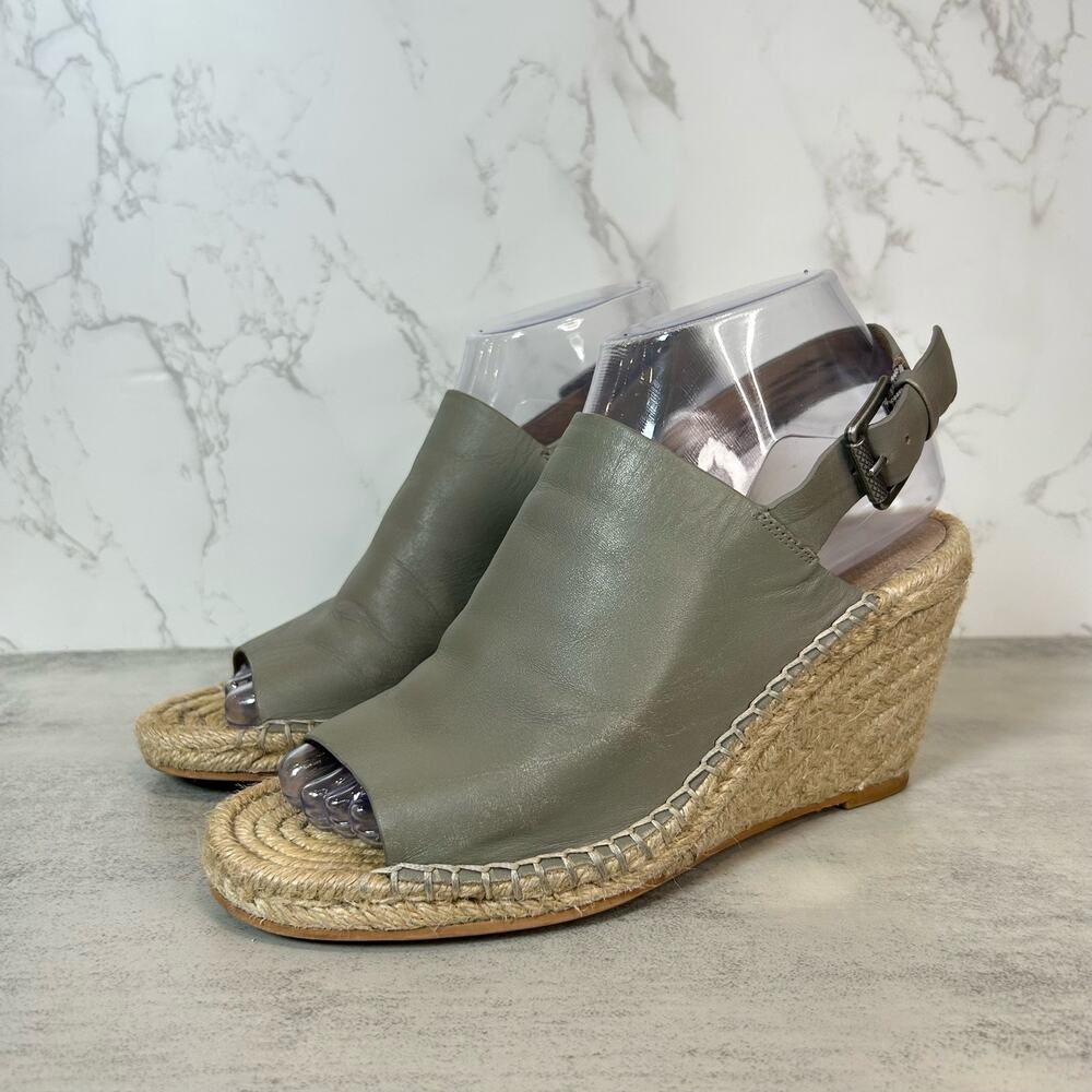 Caslon, Women's Slingback Leather Heels, Women's 7M Green Open Toe Sandal Buckle